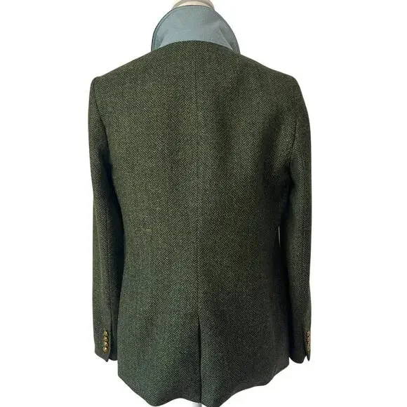 J.Crew Bristol Blazer Jacket Double Breasted Herringbone Wool Green Size 8 - Picture 8 of 10